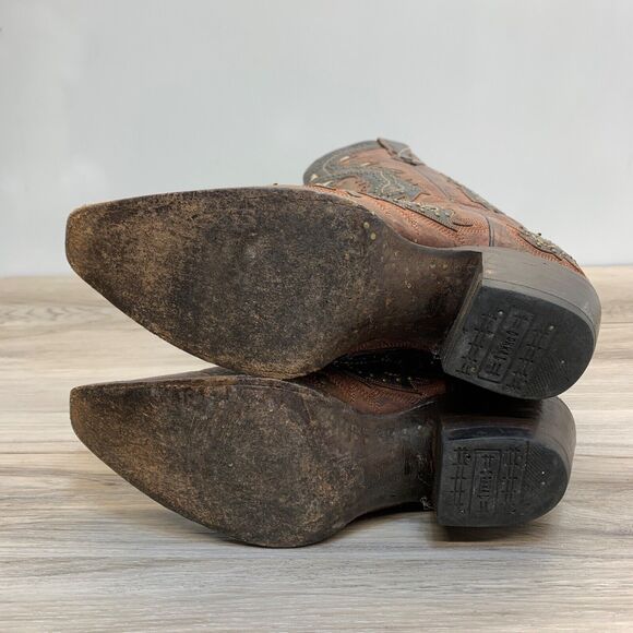 Corral G1042 Womens Studded Inlay 7M Brown Leather Inlay Snip Toe Western Boot - Picture 7 of 16